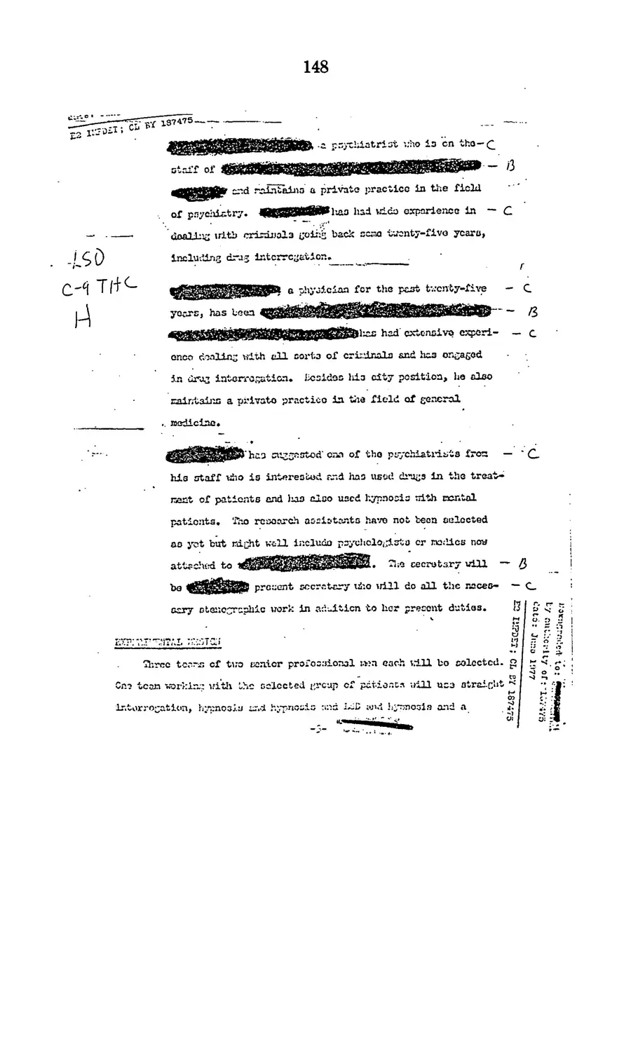 The 1977 MKULTRA hearing — United States Senate, 1977: source page 150 of 173, the released scan