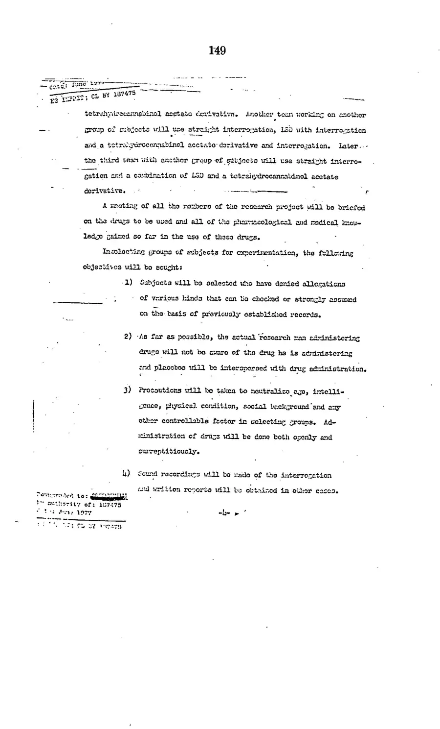 The 1977 MKULTRA hearing — United States Senate, 1977: source page 151 of 173, the released scan