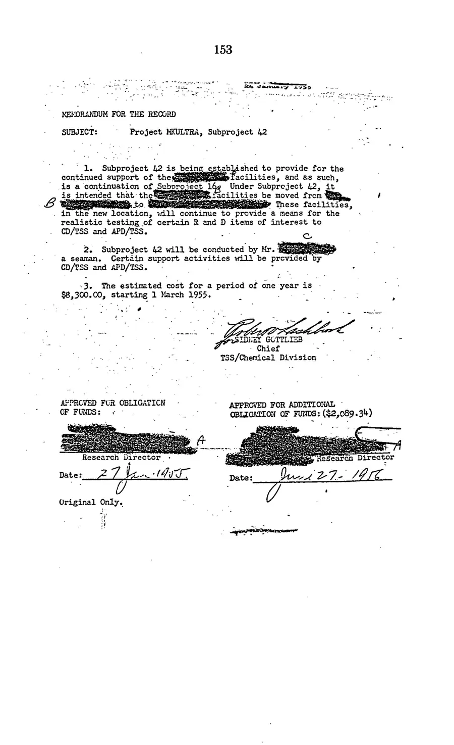 The 1977 MKULTRA hearing — United States Senate, 1977: source page 155 of 173, the released scan