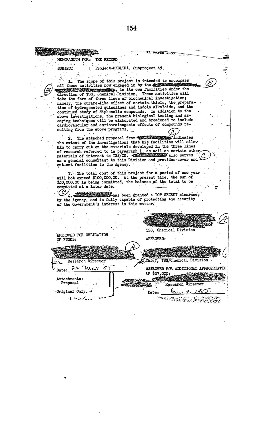 The 1977 MKULTRA hearing — United States Senate, 1977: source page 156 of 173, the released scan