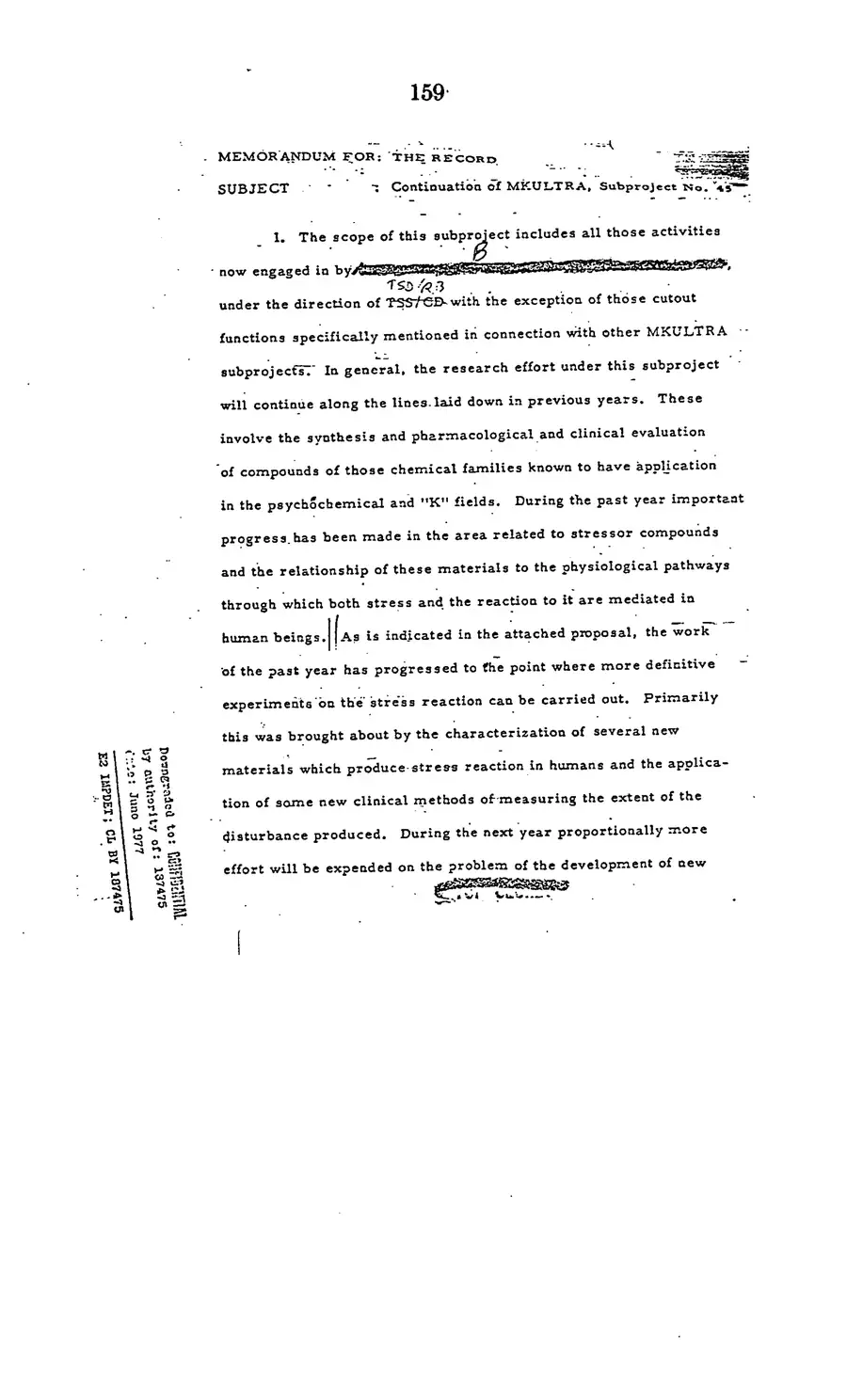 The 1977 MKULTRA hearing — United States Senate, 1977: source page 161 of 173, the released scan