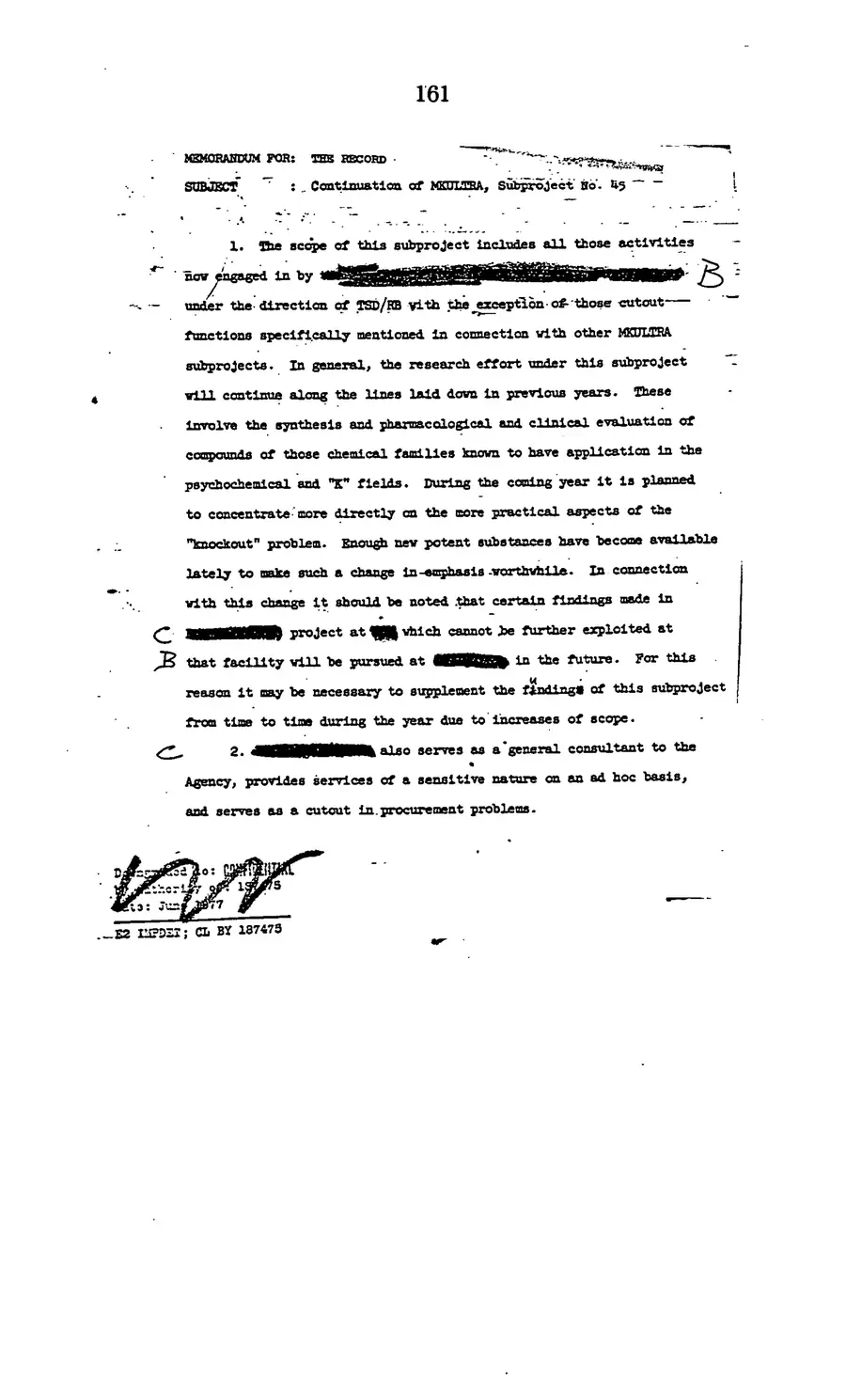 The 1977 MKULTRA hearing — United States Senate, 1977: source page 163 of 173, the released scan
