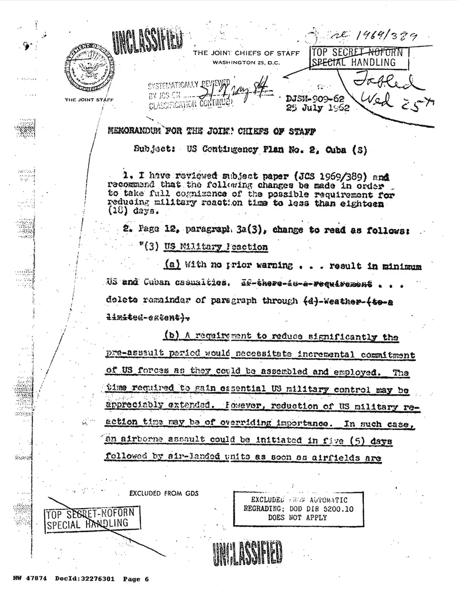 Operation Northwoods — Joint Chiefs of Staff, 1962: source page 6 of 212, the released scan
