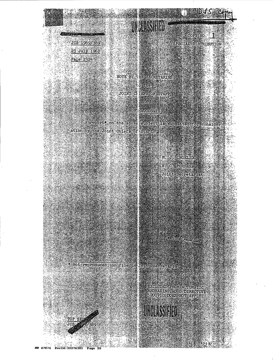 Operation Northwoods — Joint Chiefs of Staff, 1962: source page 20 of 212, the released scan