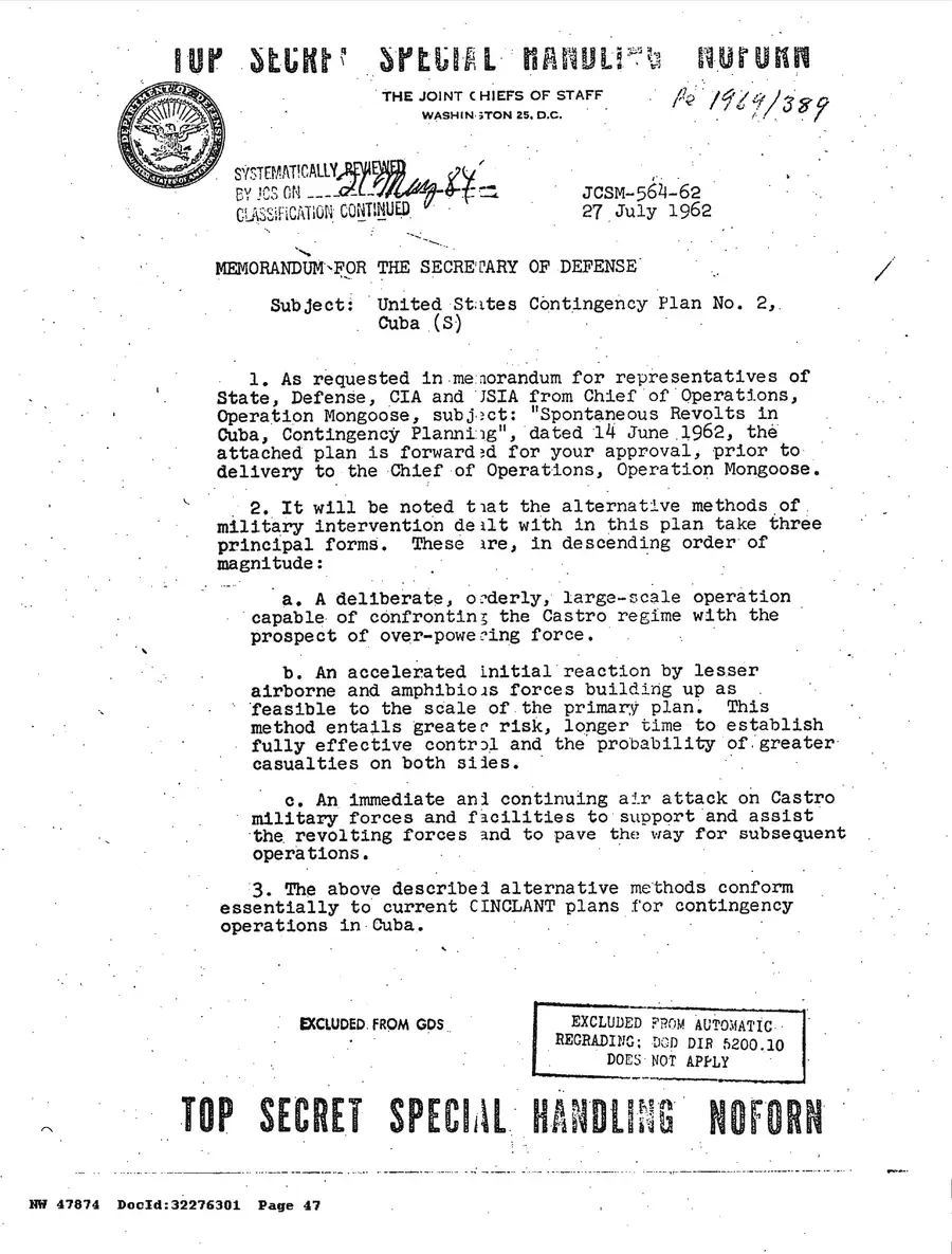 Operation Northwoods — Joint Chiefs of Staff, 1962: source page 47 of 212, the released scan
