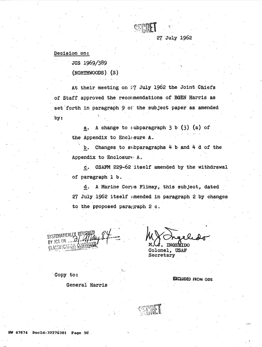 Operation Northwoods — Joint Chiefs of Staff, 1962: source page 50 of 212, the released scan
