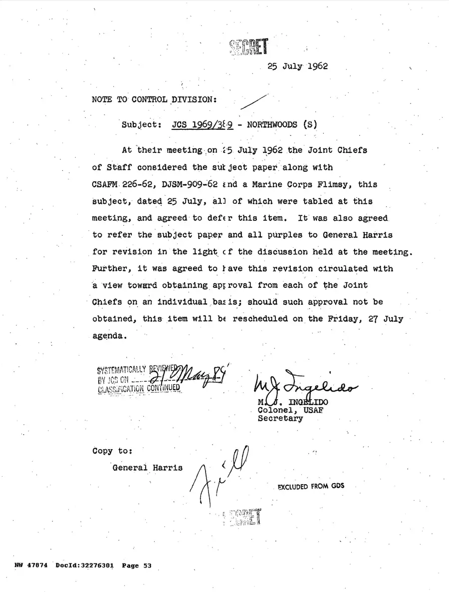 Operation Northwoods — Joint Chiefs of Staff, 1962: source page 53 of 212, the released scan