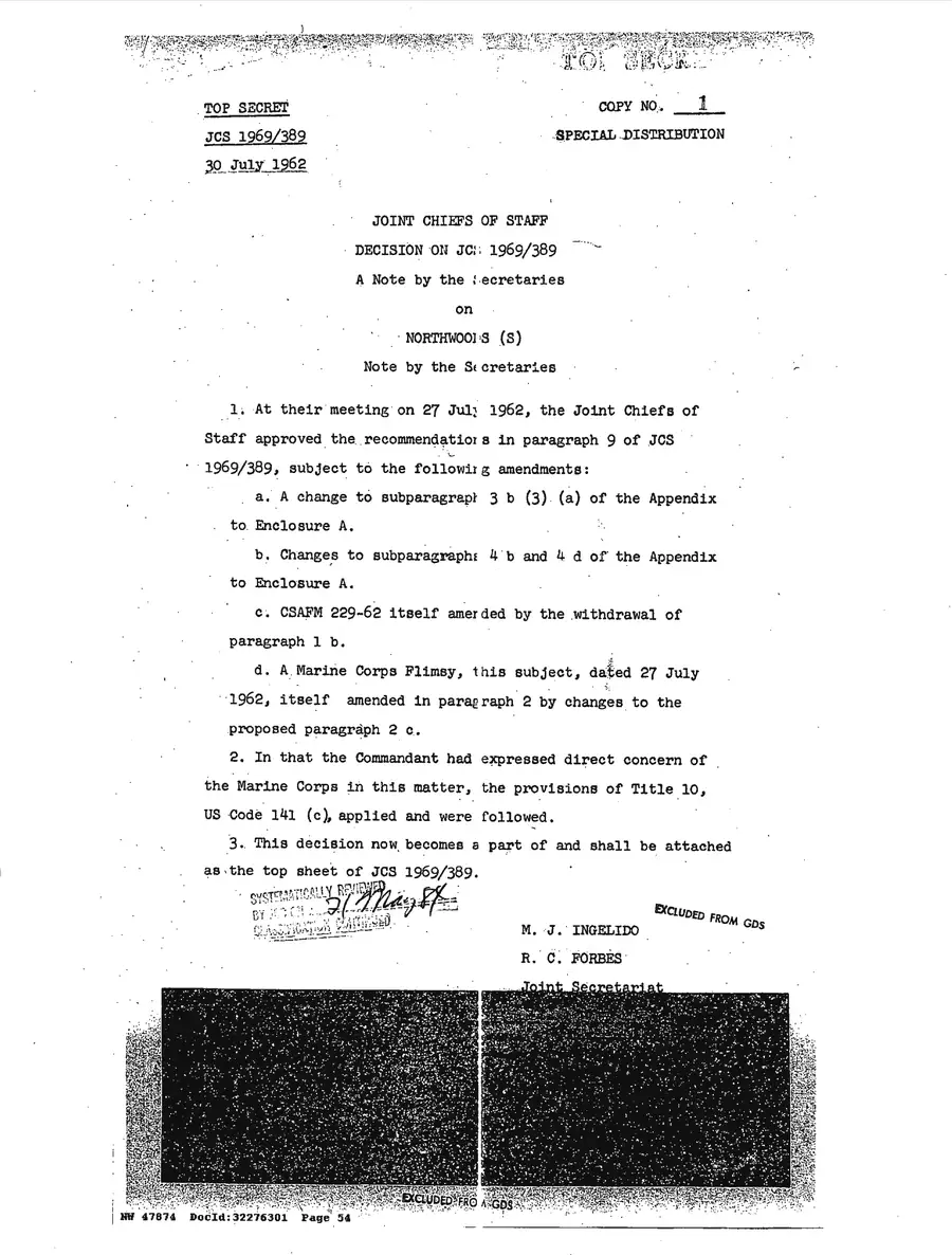 Operation Northwoods — Joint Chiefs of Staff, 1962: source page 54 of 212, the released scan