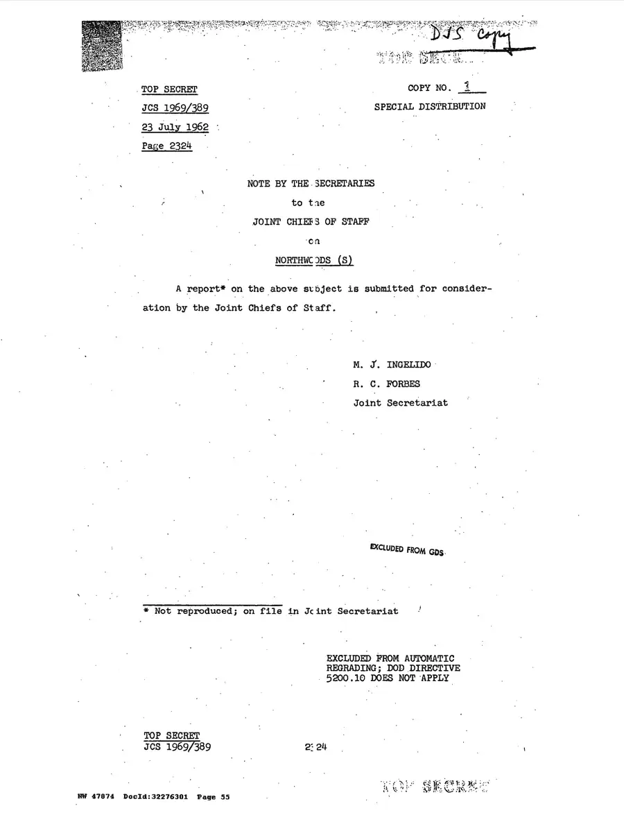 Operation Northwoods — Joint Chiefs of Staff, 1962: source page 55 of 212, the released scan