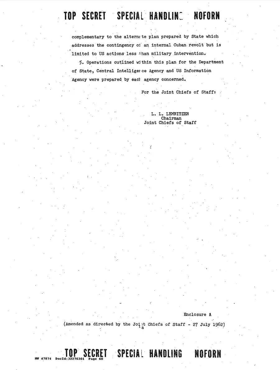 Operation Northwoods — Joint Chiefs of Staff, 1962: source page 60 of 212, the released scan