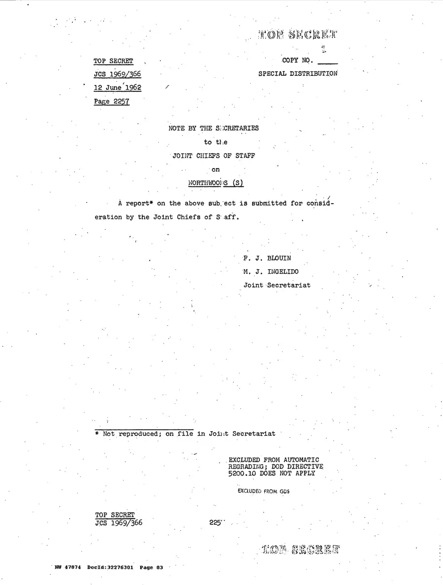 Operation Northwoods — Joint Chiefs of Staff, 1962: source page 83 of 212, the released scan