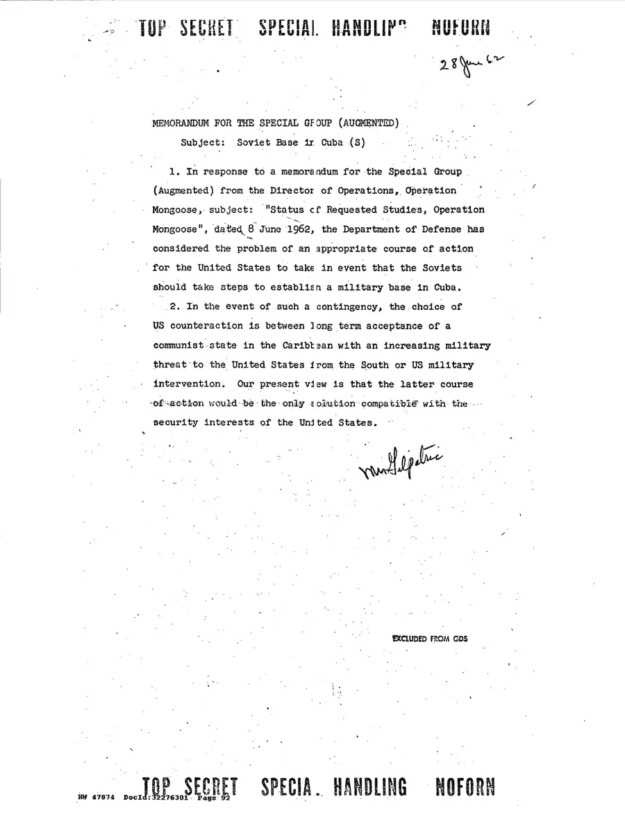 Operation Northwoods — Joint Chiefs of Staff, 1962: source page 92 of 212, the released scan