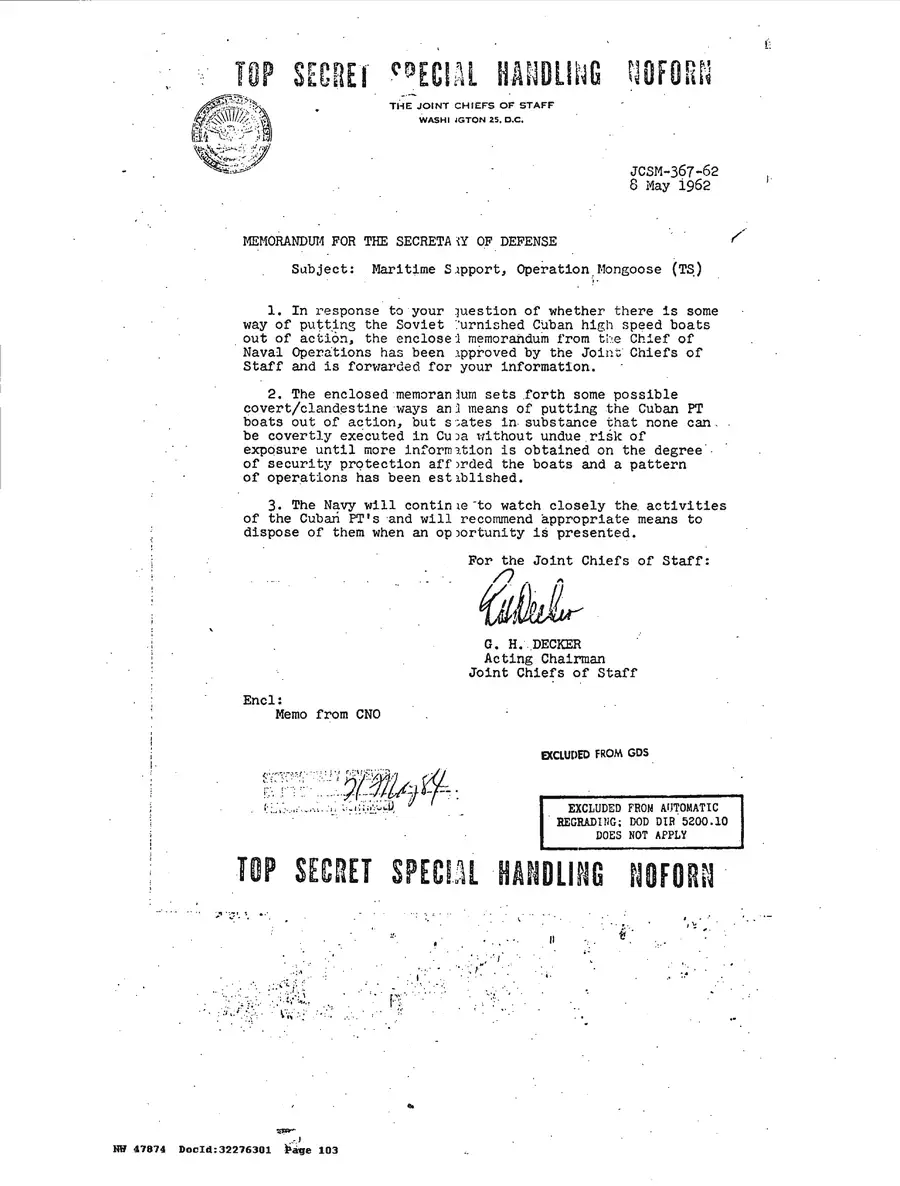 Operation Northwoods — Joint Chiefs of Staff, 1962: source page 103 of 212, the released scan