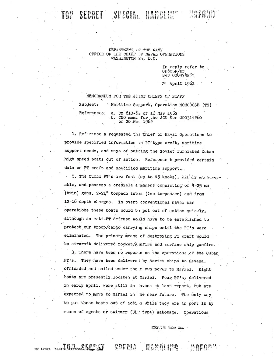 Operation Northwoods — Joint Chiefs of Staff, 1962: source page 104 of 212, the released scan