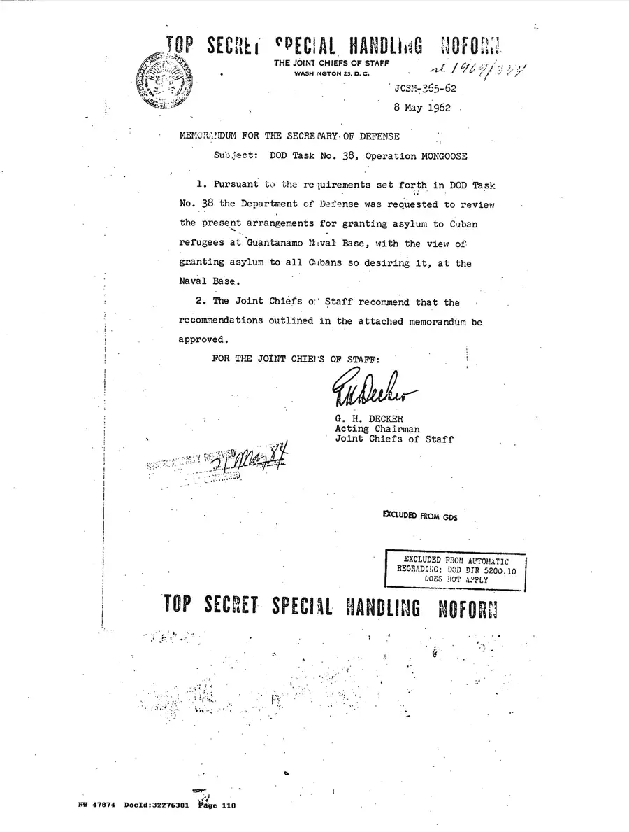 Operation Northwoods — Joint Chiefs of Staff, 1962: source page 110 of 212, the released scan