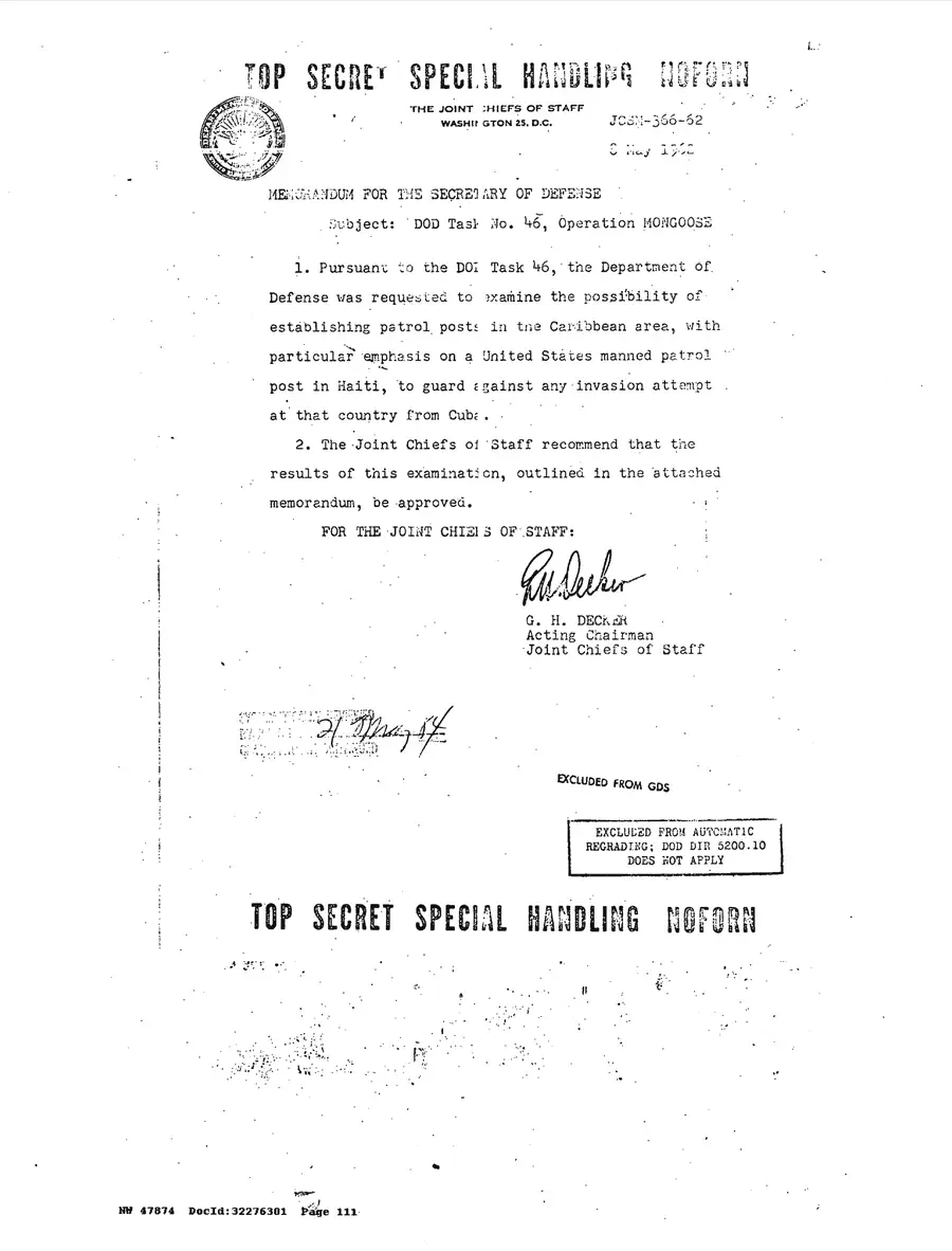 Operation Northwoods — Joint Chiefs of Staff, 1962: source page 111 of 212, the released scan