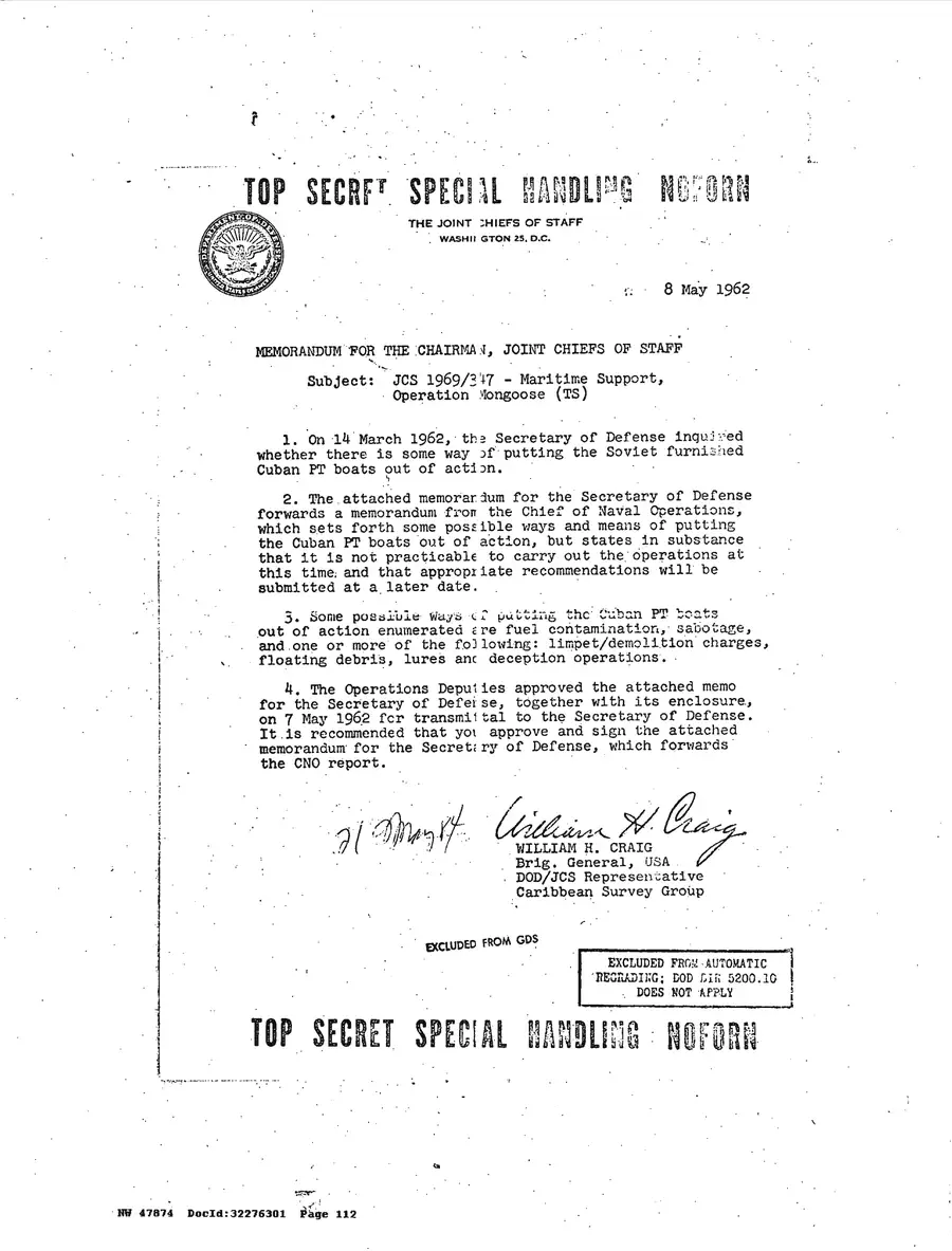 Operation Northwoods — Joint Chiefs of Staff, 1962: source page 112 of 212, the released scan
