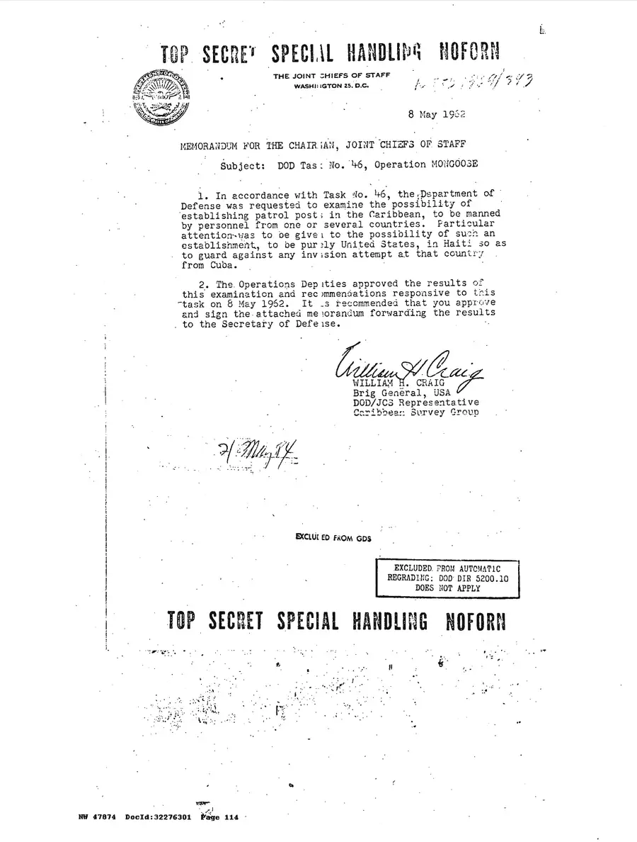 Operation Northwoods — Joint Chiefs of Staff, 1962: source page 114 of 212, the released scan