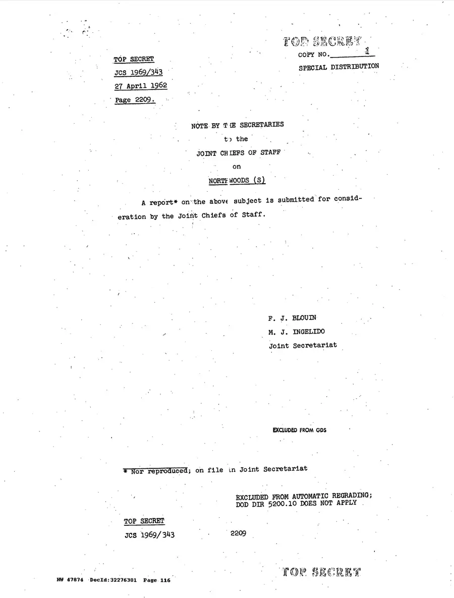 Operation Northwoods — Joint Chiefs of Staff, 1962: source page 116 of 212, the released scan