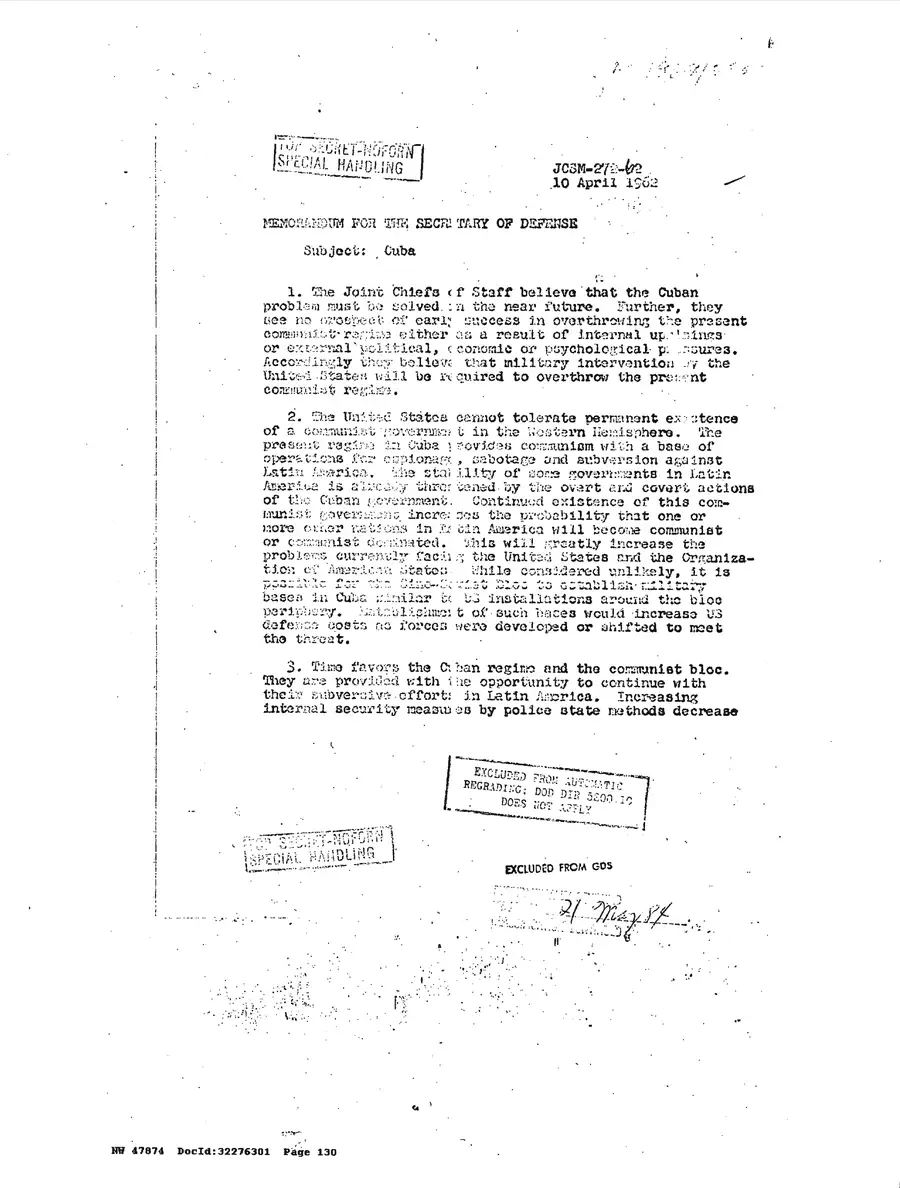 Operation Northwoods — Joint Chiefs of Staff, 1962: source page 130 of 212, the released scan