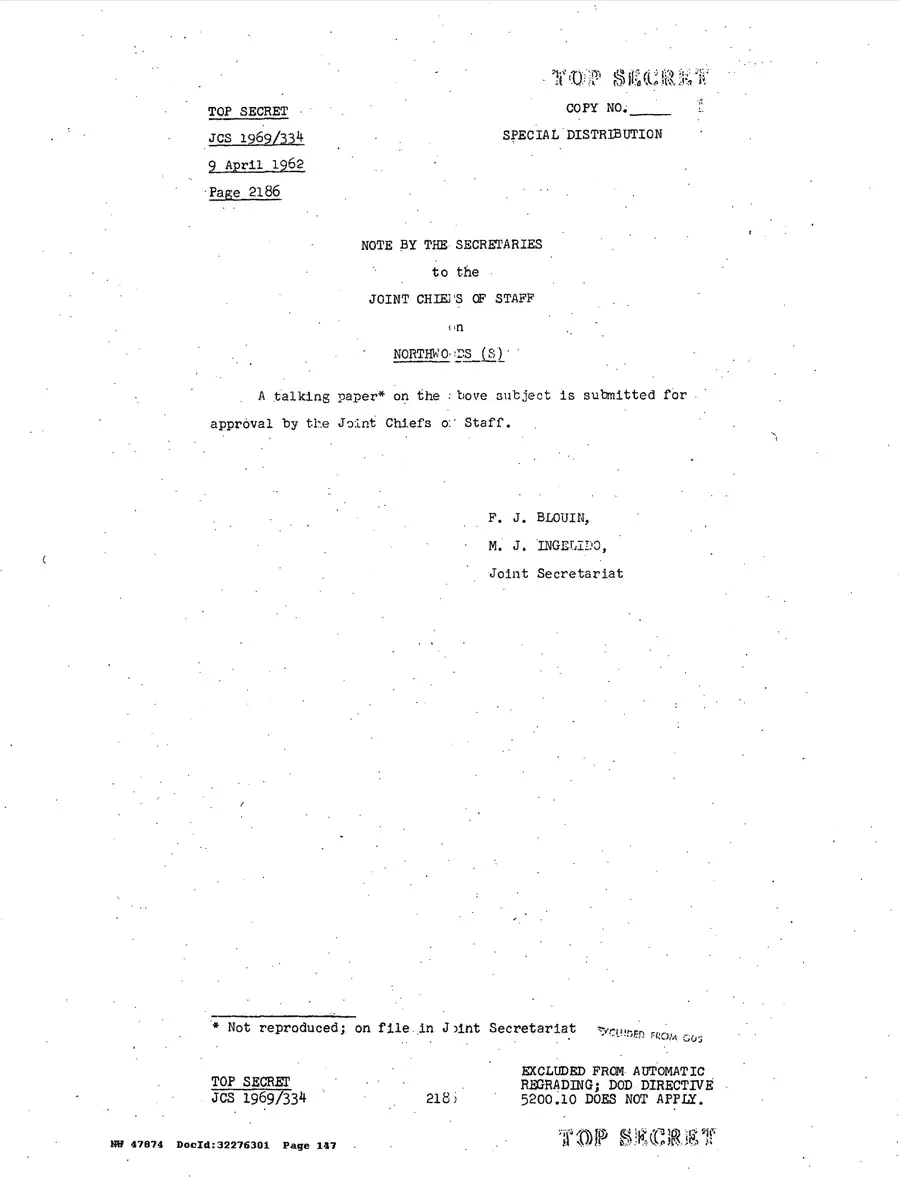 Operation Northwoods — Joint Chiefs of Staff, 1962: source page 147 of 212, the released scan
