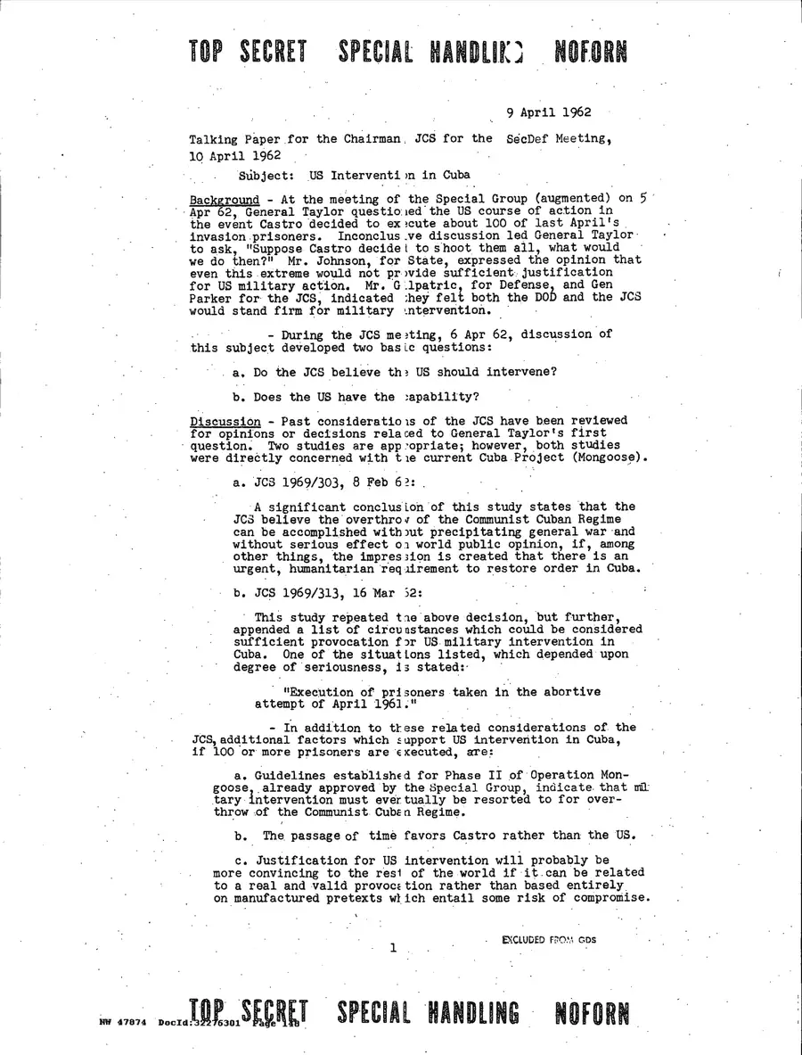 Operation Northwoods — Joint Chiefs of Staff, 1962: source page 148 of 212, the released scan