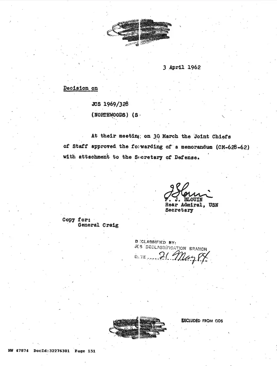 Operation Northwoods — Joint Chiefs of Staff, 1962: source page 151 of 212, the released scan