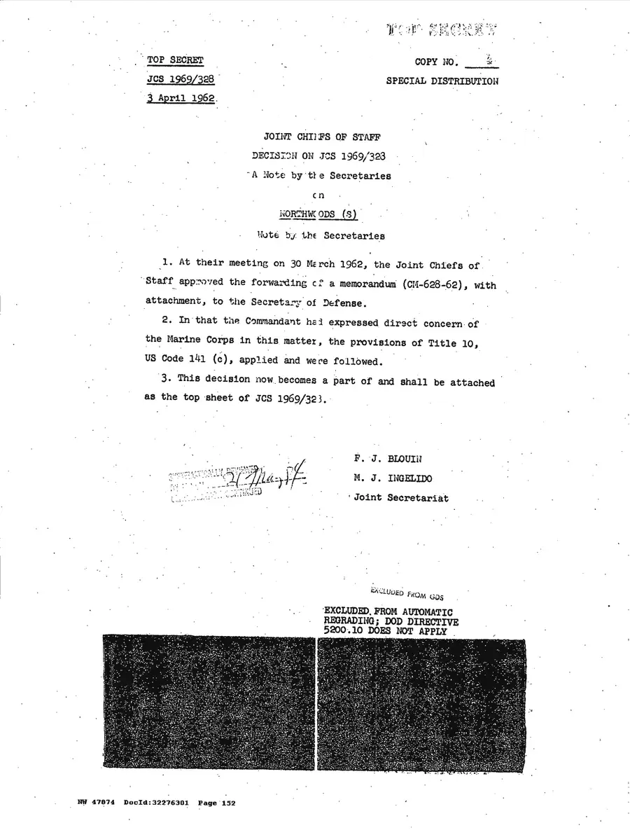 Operation Northwoods — Joint Chiefs of Staff, 1962: source page 152 of 212, the released scan