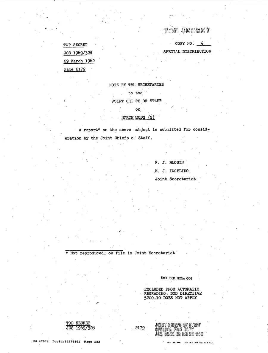 Operation Northwoods — Joint Chiefs of Staff, 1962: source page 153 of 212, the released scan