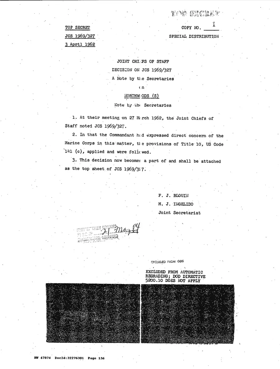 Operation Northwoods — Joint Chiefs of Staff, 1962: source page 156 of 212, the released scan