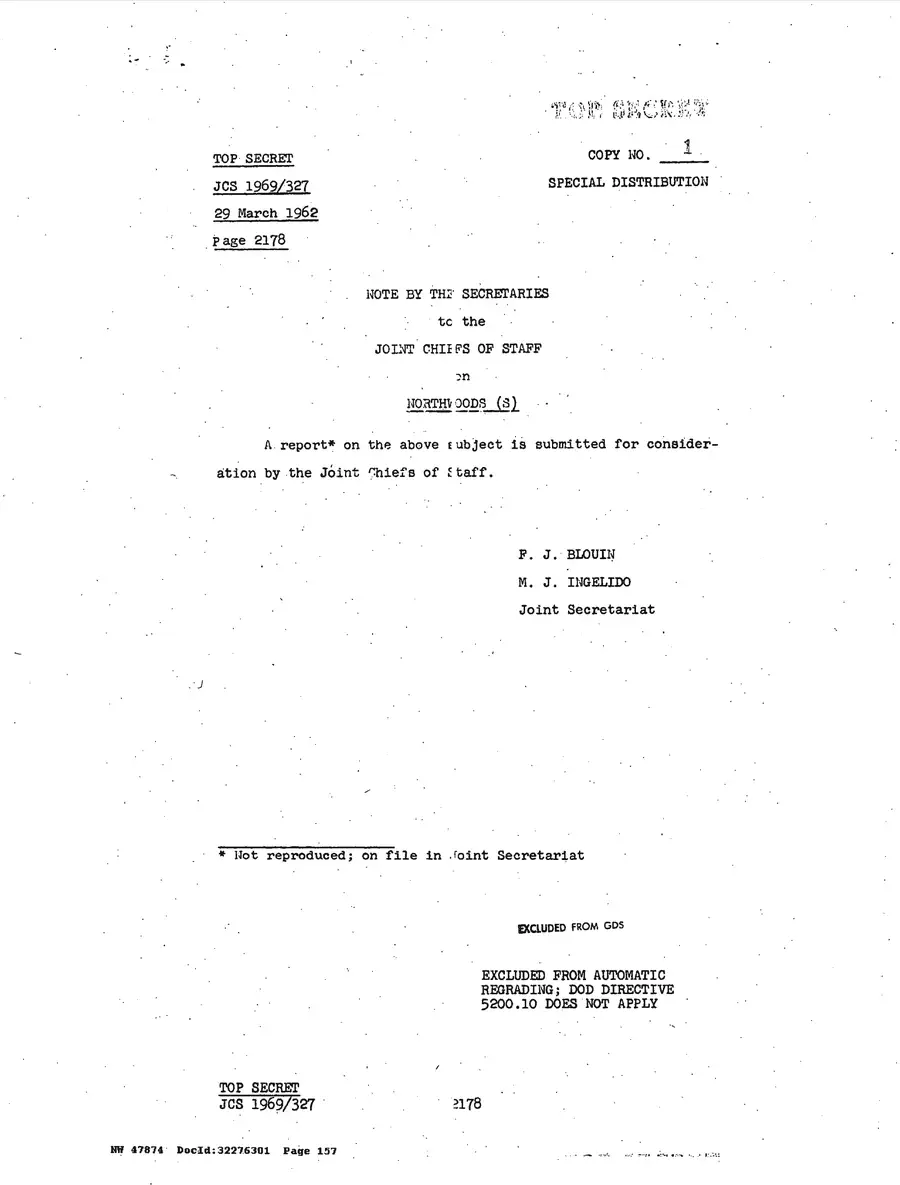 Operation Northwoods — Joint Chiefs of Staff, 1962: source page 157 of 212, the released scan