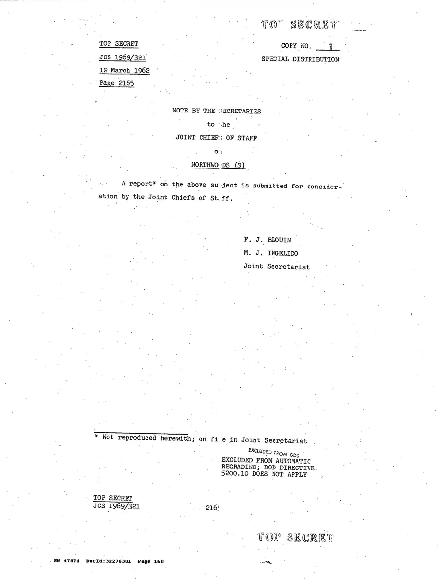 Operation Northwoods — Joint Chiefs of Staff, 1962: source page 160 of 212, the released scan