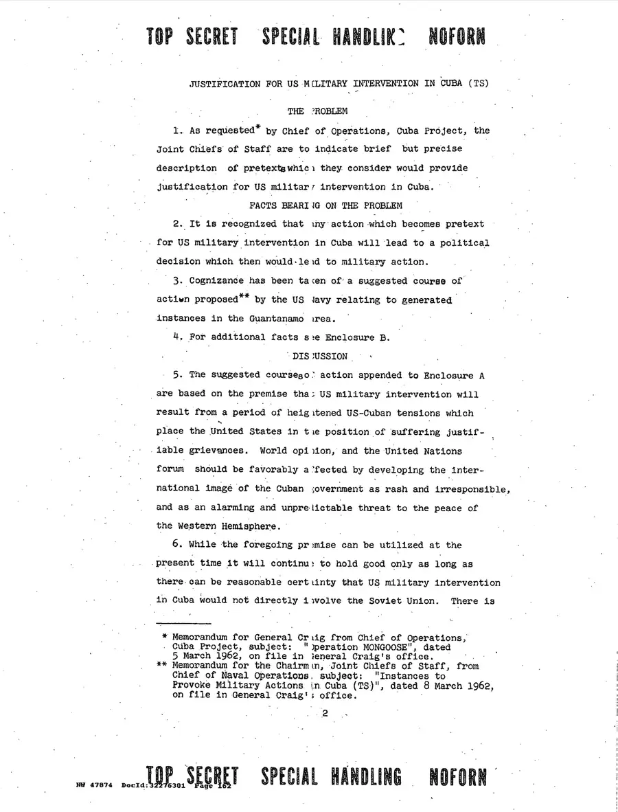 Operation Northwoods — Joint Chiefs of Staff, 1962: source page 162 of 212, the released scan