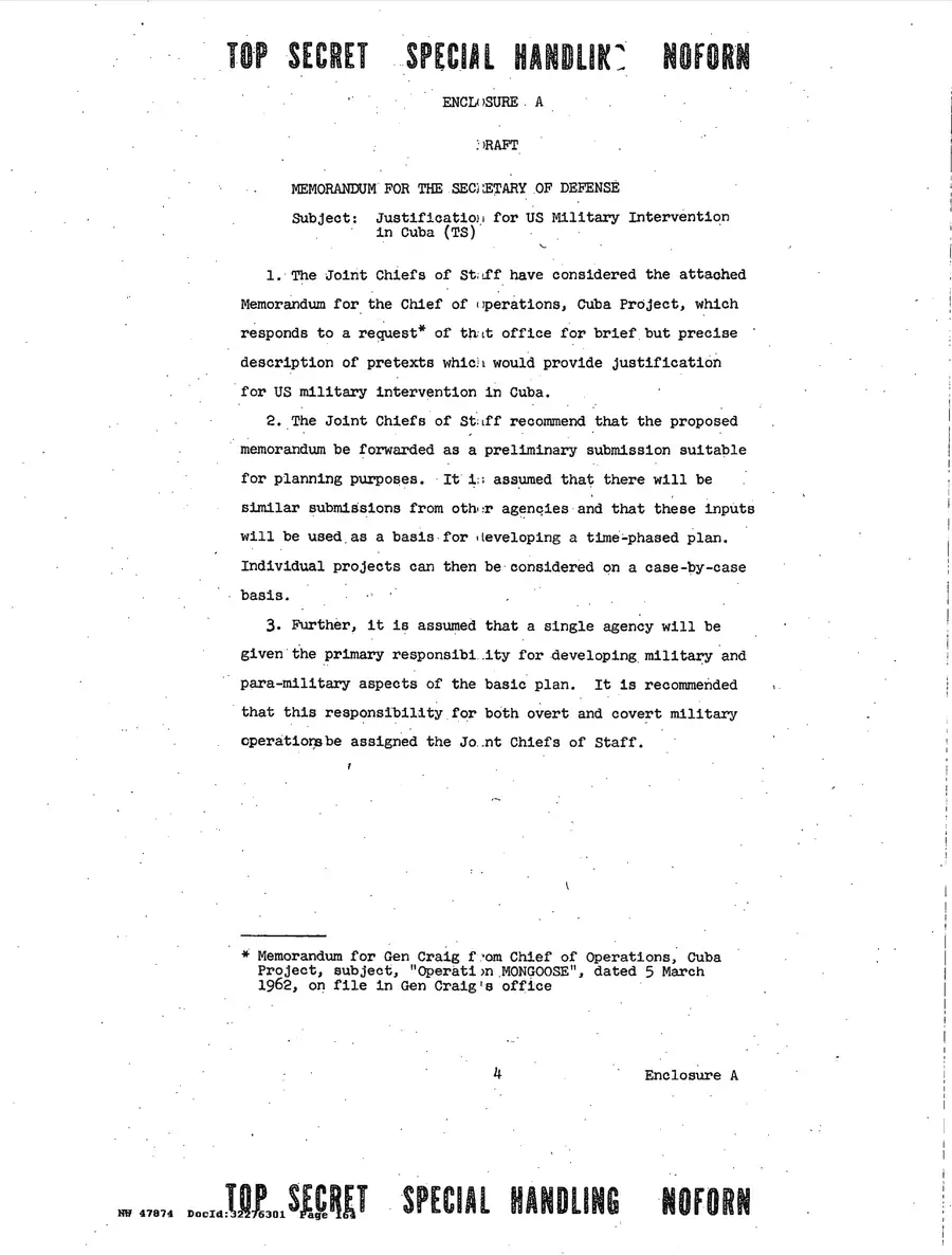 Operation Northwoods — Joint Chiefs of Staff, 1962: source page 164 of 212, the released scan