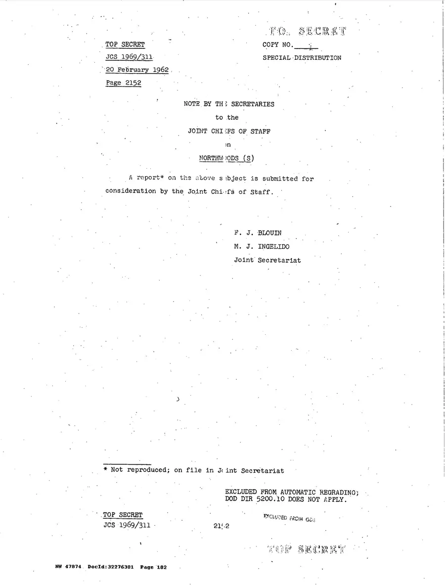 Operation Northwoods — Joint Chiefs of Staff, 1962: source page 182 of 212, the released scan